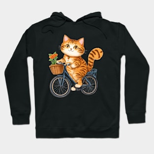 Cute Cat Riding a Bicycle Hoodie